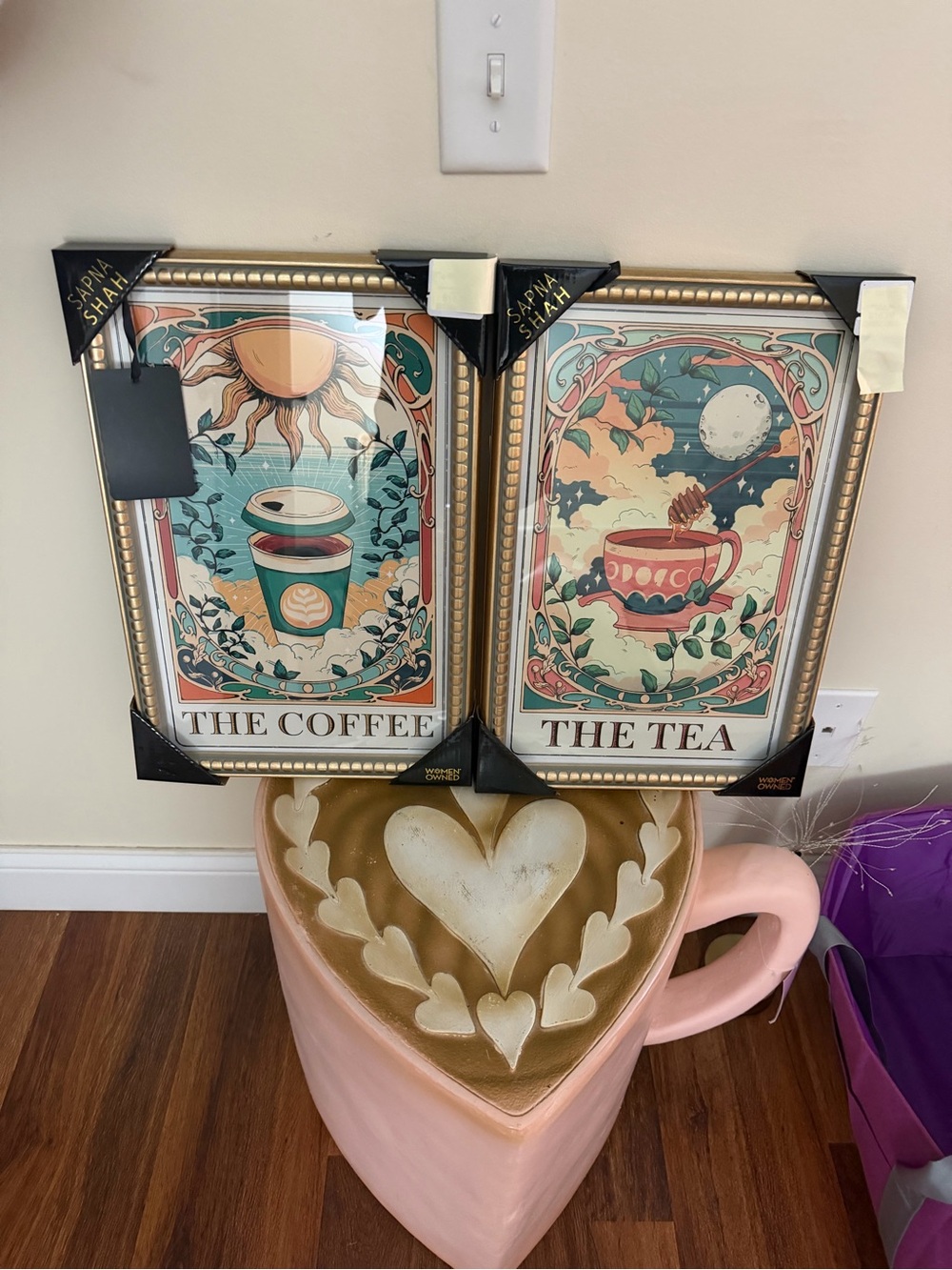 Set of 2 Sapna Shah The Tea & The Coffee Tarot Card Wall Hanging Picture